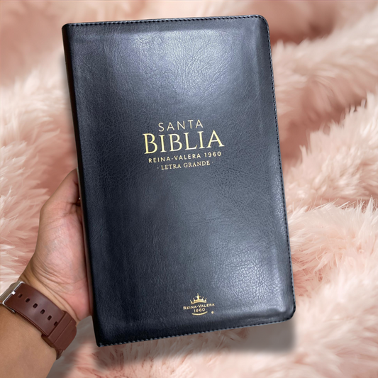 Biblia letra grande 12 puntos con cierre en símil piel versión RV60 con concordancia