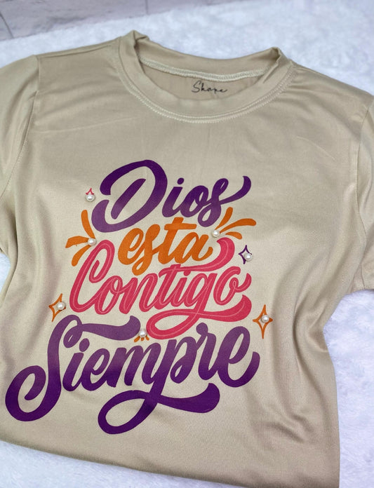 Franela cristiana sublimada en microdurazno talla única color beige
