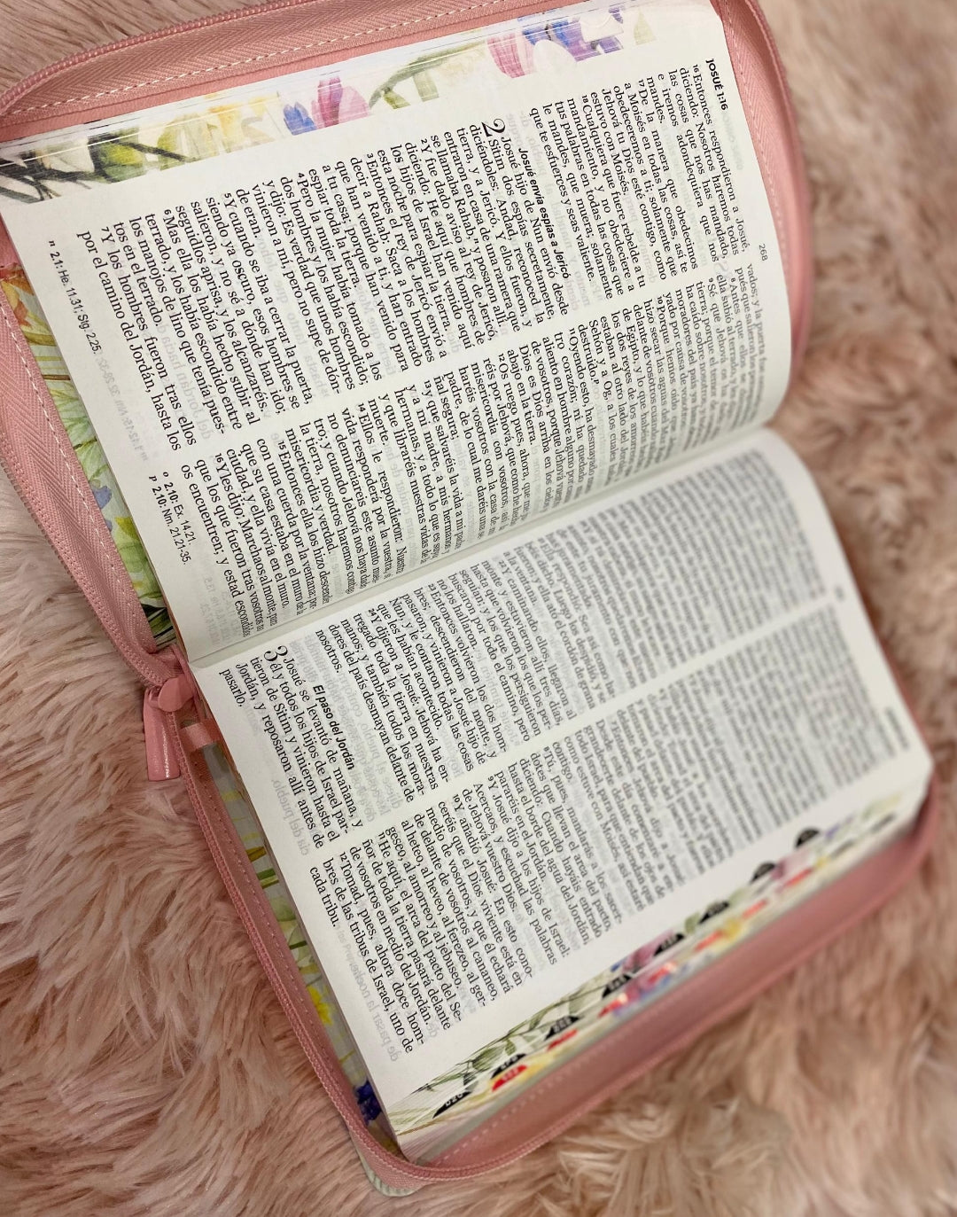 Biblia tipo maletín en versión RV1960 letra grande 12 puntos canto floreado con concordancia