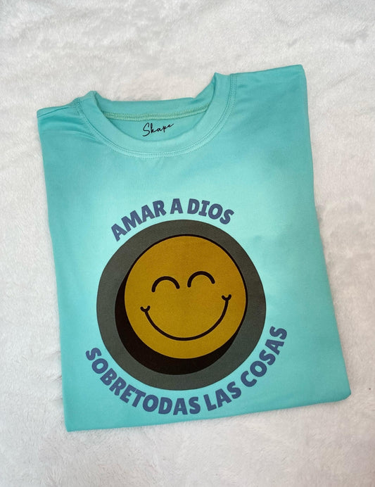 Franela cristiana sublimada en microdurazno talla única color turquesa
